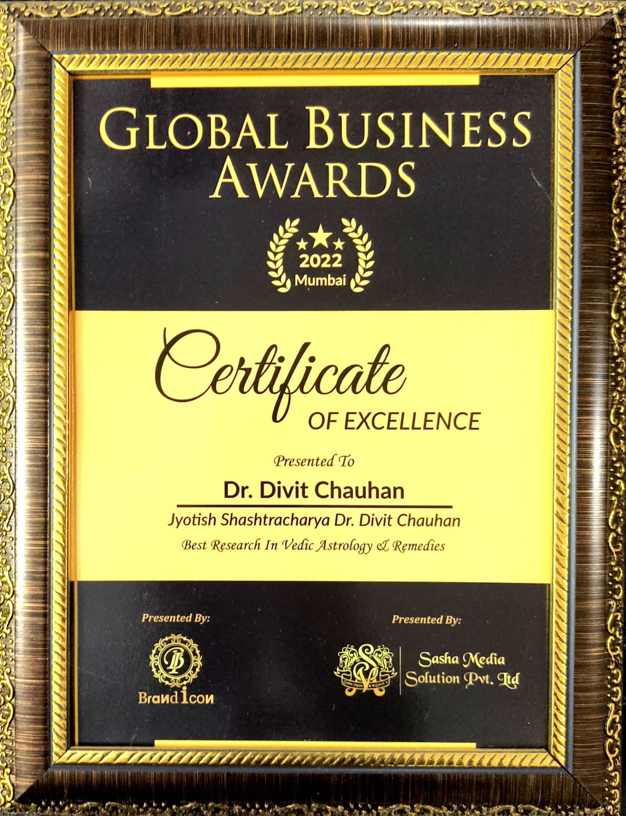 Certificate of Excellence - Global Business Awards