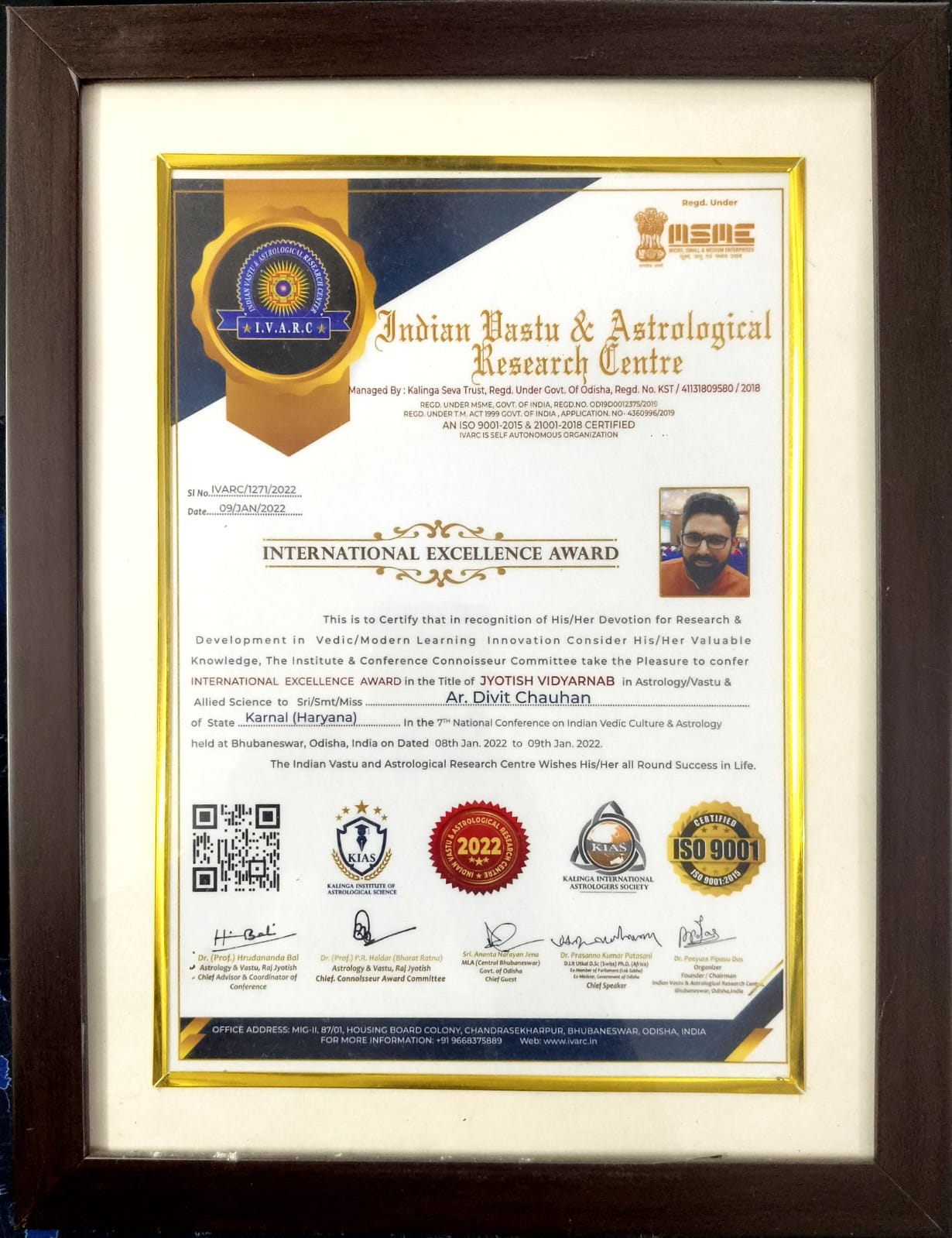International Excellence Award - Indian Vastu and Astrological Research Centre